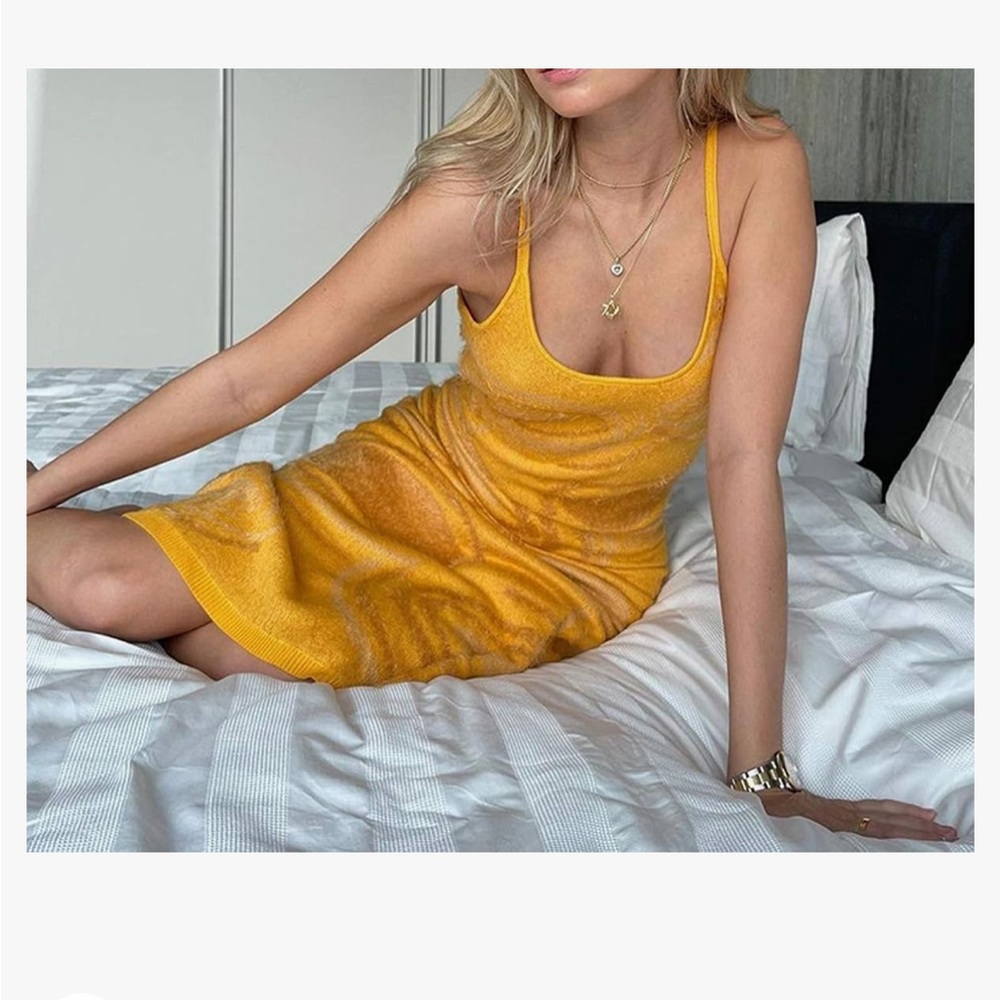 Yellow knit dress